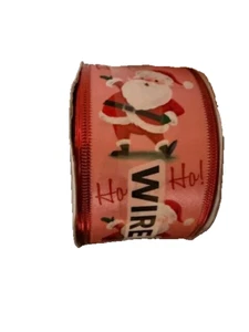 Place & Time-Holiday Santa HoHoHo Wire Edged Pink Satin Ribbon - 2.5"W x 8.33Yds - Picture 1 of 3