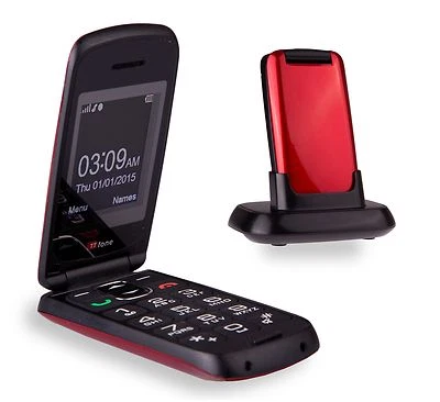 TTfone TT300 Star Flip Big Button Senior Phone Red 14day with Vodafone PAYG - Image 1 of 4
