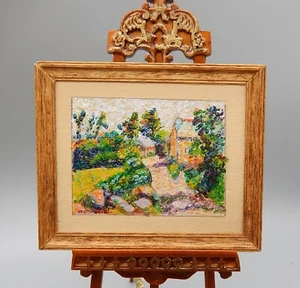 Vtg OOAK Framed Henri Delavallée Road Painting Dollhouse Miniature 1:12 - Picture 1 of 5