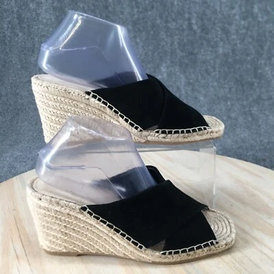 Sandalias Banana Republic para mujer 8,5 M sin cordones cuña alpargata deslizable gamuza negra Foto 1 de 4