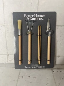 Better Homes & Gardens Terrarium Werkzeug Set Holz Metall Rechen Schaufel Bürste Pinzette - Bild 1 von 4