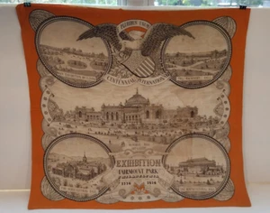 1876 Centennial Exhibition Philadelphia Souvenir Schal US Weltausstellung orange ASIS - Bild 1 von 13