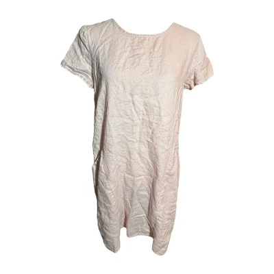 Cynthia Steffe Blush Pale Pink Linen Midi Dress with Pockets Size Medium - Image 1 of 4