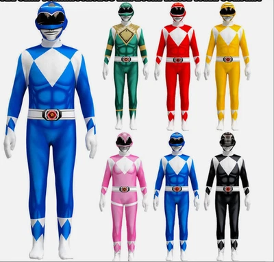 KOSTÜMPLANET ✨Rot Power rangers Kostüm Kinder Jungen Bodysuit Cosplay Geschenk Superheld Sets
