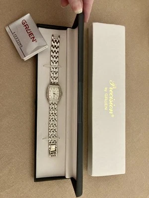 Reloj de Precisión Gruen Mujer GP3047 Tono Plateado Pulsera 8" Cuarzo Japón Caja NUEVO Foto 1 de 4