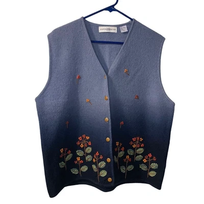 Chaleco Vintage Marisa Christina Mujer Otoño Floral Bordado Talla XL Lana Hervida Foto 1 de 4