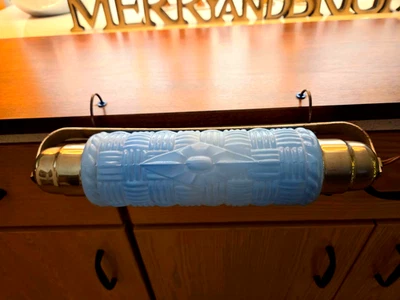 Aplique de pared tubo de vidrio geométrico azul esmerilado vintage Art Deco años 40 luz Foto 1 de 4