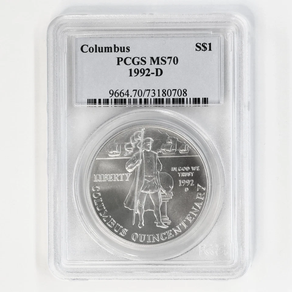 1992 D Columbus Voyage Quincentenary 90% Silver Dollar PCGS MG70 See Pics A095 - Image 1 of 4