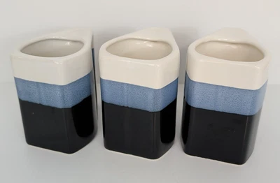 Lote de 3 tazas de café para torre de gres cerámico rayas azules Foto 1 de 4