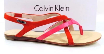 Calvin Klein Sherlie Two Tone Flat Thong Sandal Pink / Red Size 9.5 - Image 1 of 4