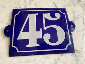 Antique Architectural Salvage House Number sign ears tabs 9 x 6 blue Large - Picture 1 of 13