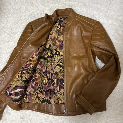 ETRO 皮革夹克单骑手牛皮 42 码罕见二手 — 第 1/4 张图片