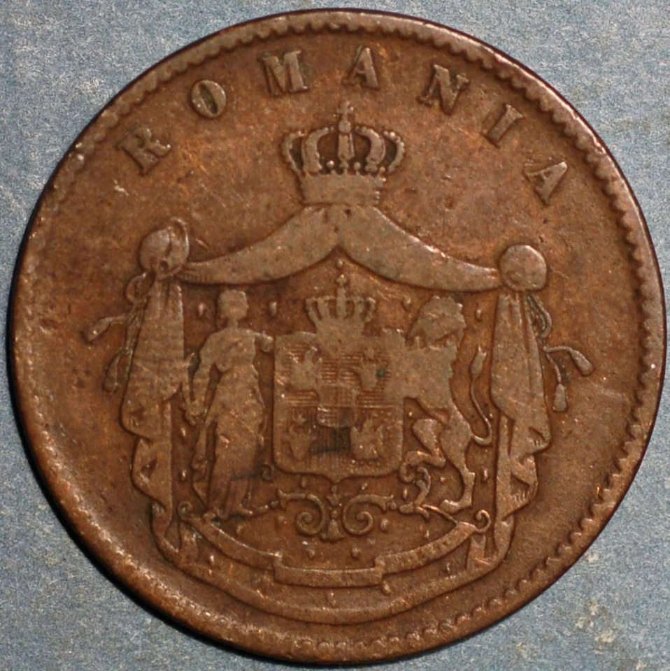 Romani 10 Bani 1867 Carol I KM# 4 - Image 1 of 2