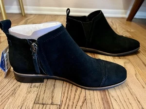 Tom’s Black Ankle Boots with Size Zipper - New In Box - Women’s 9 - Picture 1 of 7