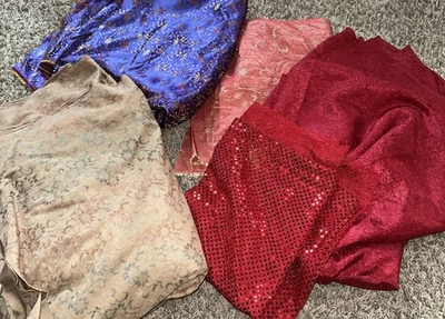 Yards of Beautiful Fabrics, Brocades, Reds, Pinks See All Photos - Image 1 of 4