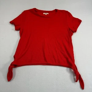 Madewell Shirt Damen Medium rot Kurzarm seitlich zum Binden unten Gaze strukturiert - Bild 1 von 8