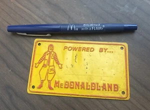 Vtg 70’s McDonalds Lot Felt Pen Breakfast Flair McDonaldland Metal Bike Plate - Picture 1 of 7