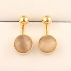 Cats Eye Gold Plated Stud Dangle Collet Set Two In One Earring Gift For Women