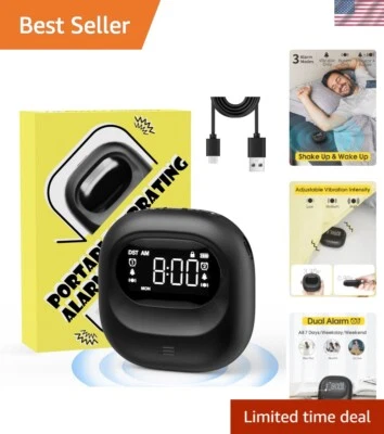 Rechargeable Bed Shaker Alarm Clock for Heavy Sleepers - Cordless & Compact - Image 1 of 4