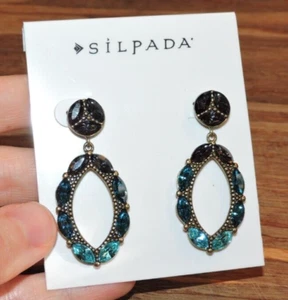 SILPADA Peacock Punch Swarovski Kristall Blau Messing Ohrhänger NEU - Bild 1 von 8
