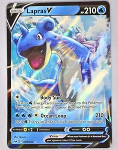 Pokemon TCG Lapras V 049/202 Sword & Shield Base Set Holo Ultra Rare NM/M - Picture 1 of 2