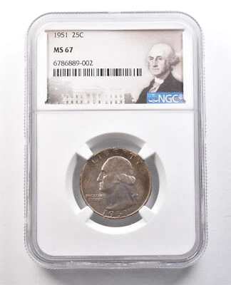 1951 Washington Quarter MS67 NGC Beautiful Tone *1266 - Image 1 of 3
