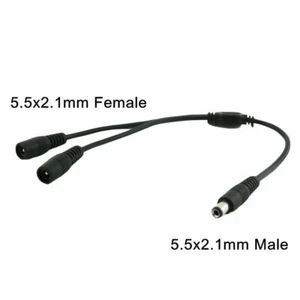 DC Power 1 Male Plug To 2 Female Jack Cable Splitter 5.5x 2.1mm Adapter For CCTV - Picture 1 of 12
