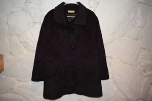 KATHERINE KELLY ALPACA AND WOOL BLACK SWING COAT SIZE 14 (CLT1) - Picture 1 of 3