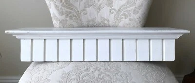 23.25" Vintage Hand Made Solid Wood White Painted Wall Shelf Dentil Molding  - Image 1 of 4