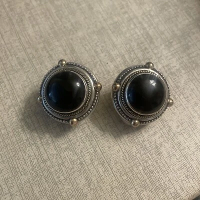 Pendientes de colección Stephen Dweck de plata esterlina de ónix negro, oro de 18 quilates con clip Foto 1 de 4