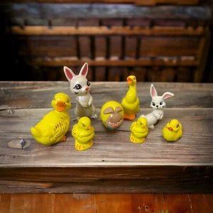 CONJUNTO DE FIGURAS DE ANIMALES DE PORCELANA DE COLECCIÓN CONEJO/POLLO PASTER PRIMAVERA 1976 - Imagen 1 de 5