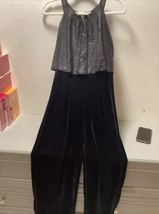 Halter Neck Velvet, Wide Legs Jumpsuit For Big Girls ; Size 14 - Picture 1 of 6