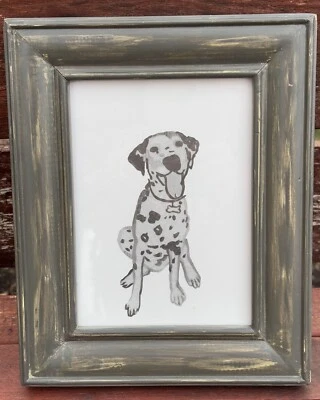 8 X 10 Cerámica Granero Niños Dálmata Perro Impresión Dibujo Gris Madera Enmarcado Guardería Foto 1 de 4