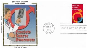 Prostate Cancer Awareness USA Gold Colorano 3351 Silk Cachet FDC 1999 - Picture 1 of 1
