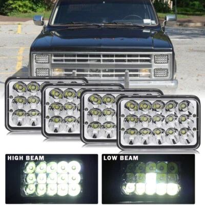4PCS 4x6" LED Headlights Hi-Lo Sealed Beam For Chevy Silverado C30 1981-86 Truck - Image 1 of 4