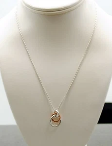 STERLING SILVER CABLE CHAIN LINKED NECKLACE ART DECO PENDANT 18.0" #F143 - Picture 1 of 3