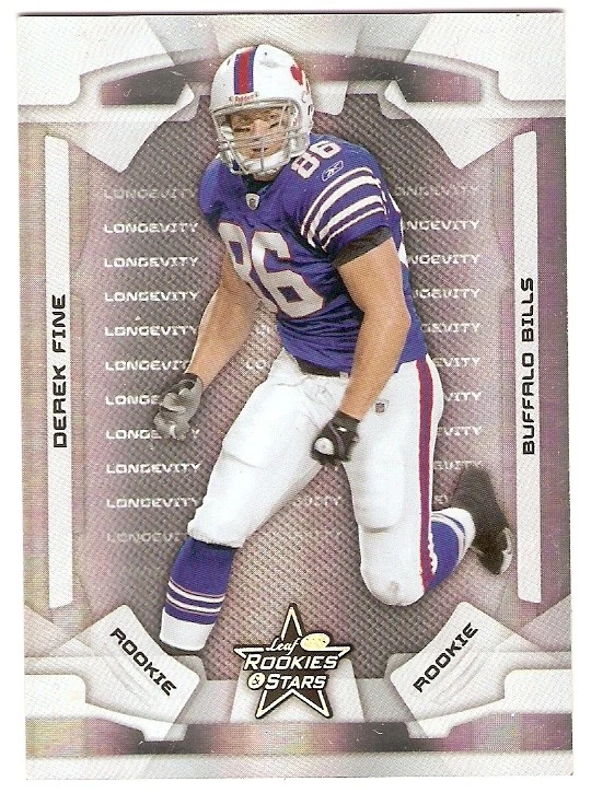DEREK FINE LONGEVITY ROOKIE SN #/99 2008 LEAF ROOKIES & STARS 190 BUFFALO BILLS - Image 1 of 1