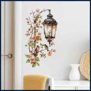 Pink Flower Pendant Light Wall Sticker Removable Wall Art Home Decor Waterproof - Picture 1 of 24