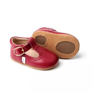 Soft-Sole Baby Mary Jane Baby Tbar Shoes Baby Burgundy shoes Toddlers Mary Janes - Picture 1 of 6