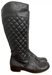 Corso Como Santona Black Quilted Leather Tall Riding Boots Women's Size 8 Shoes - Picture 1 of 15