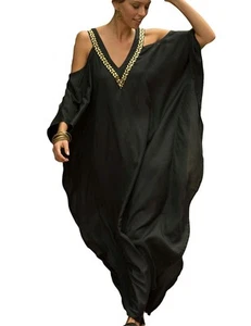 Turkish Cold Shoulder Kaftan Dresses Swimsuit Cover Up Maxi Dress Beach Cover... - Picture 1 of 6