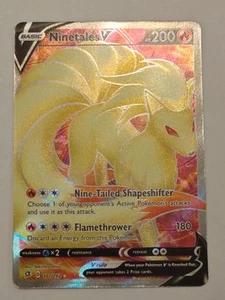 Carta Pokemon Ninetales V (Full Art) 177/192 Swsh02 Rebel Clash Holo quasi nuova - Foto 1 di 2