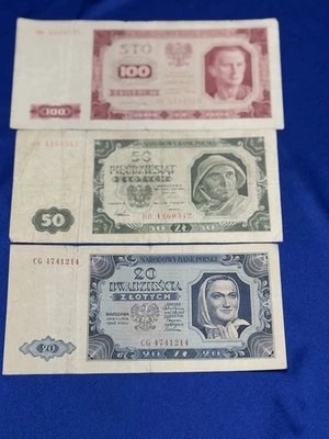 POLONIA 1948 20, 50, 100 billetes Zlotych. Original. Foto 1 de 4