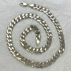 Vintage Heavy Milor Sterling Silver 925 Italy Wide Curb Link Design Chain 20” - Picture 1 of 5