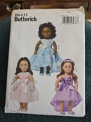 Butterick 18 Doll Clothes Sewing Pattern B6431 Ball Gown Fancy Dress - Image 1 of 4