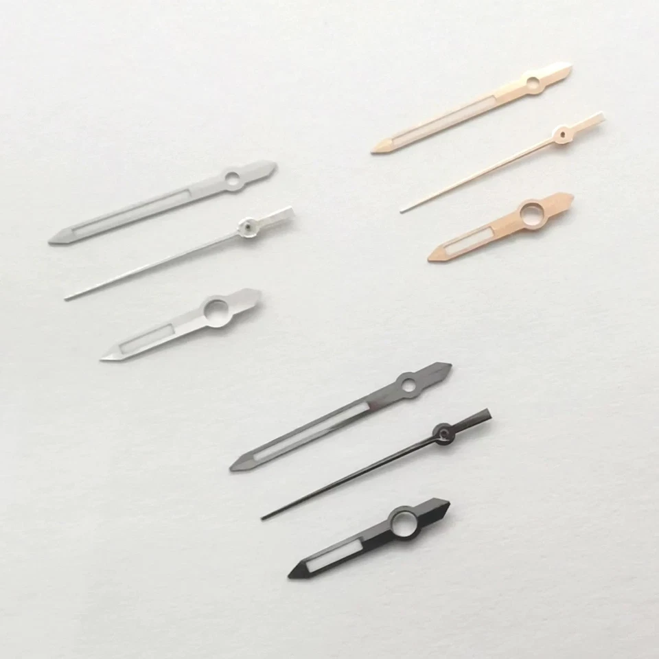 1 комплект светящихся стрелок для часов серебристо-серые розовые для NH35 NH36 ETA2824/2836 - Изображение 1 из 1