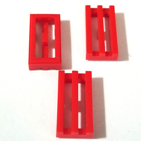 3X LEGO 2412 / 30244 1x2 Tile Grille Red LOT OF 3