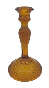 Tiara Indiana Vidrio Ámbar Patrón Sándwich Candelabro De Colección Decoración MCM - Imagen 1 de 6