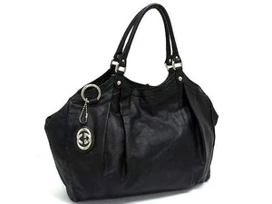 GUCCI Sukey Tote Bag 211943 Black Leather Women's Gold Hardware All Leather - Picture 1 of 7