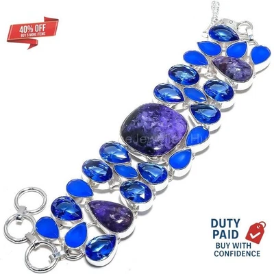 925 Silver Natural Copper Turquoise Praying Face New Chain Wife Elegant Bracelet - Image 1 of 4